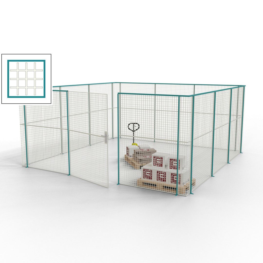 Maschinen Schutzgitter - Hallentrennwand - Sicherheitszaun - Tür - 18 m - 2.200 x 4.900 x 4.900 mm (HxBxT) - enzianblau
