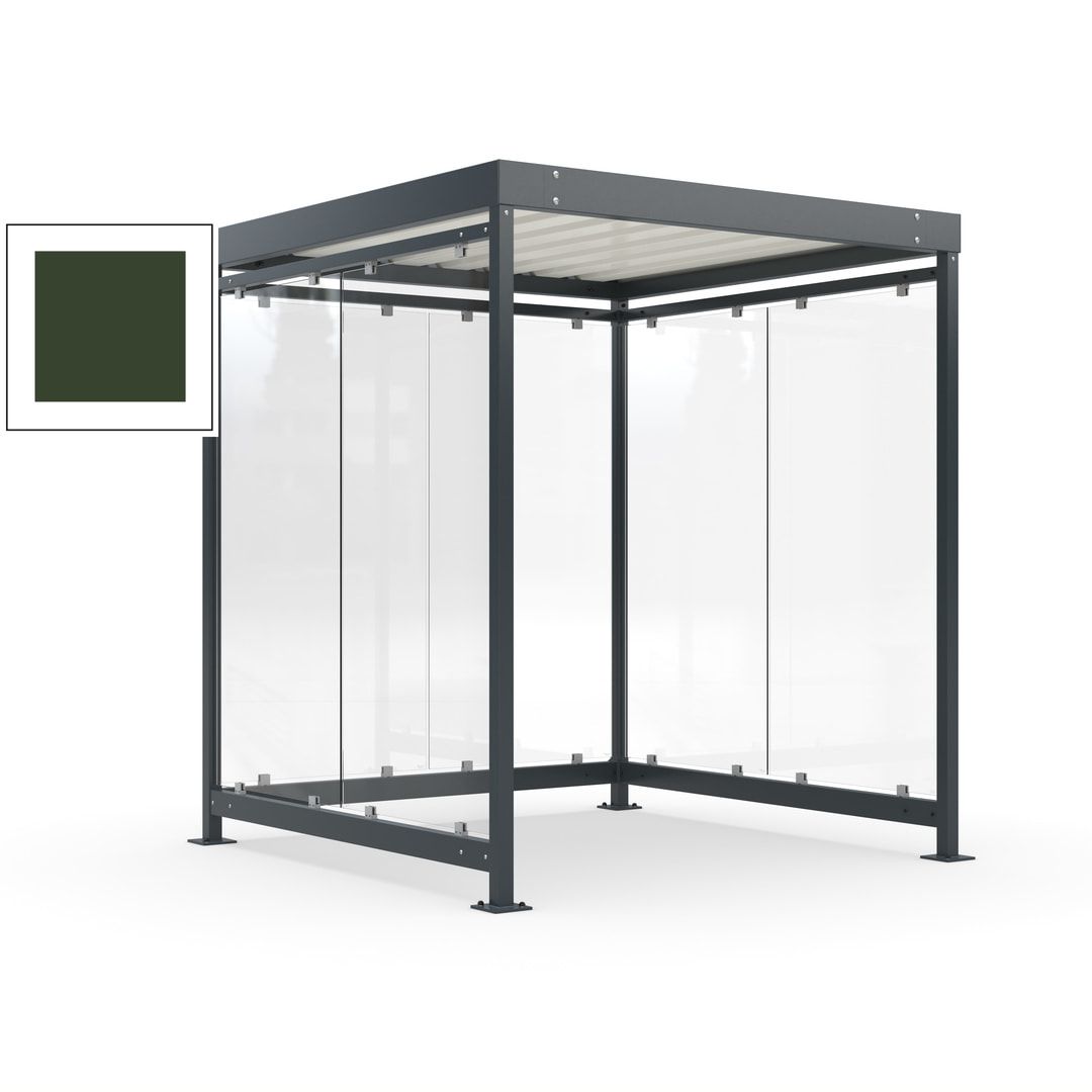Raucherunterstand, Bushaltestelle, Bausatz, 6-7 Personen, 6 Wände, 2.510 x 2.165 x 2.165 mm (HxBxT), Achatgrau
