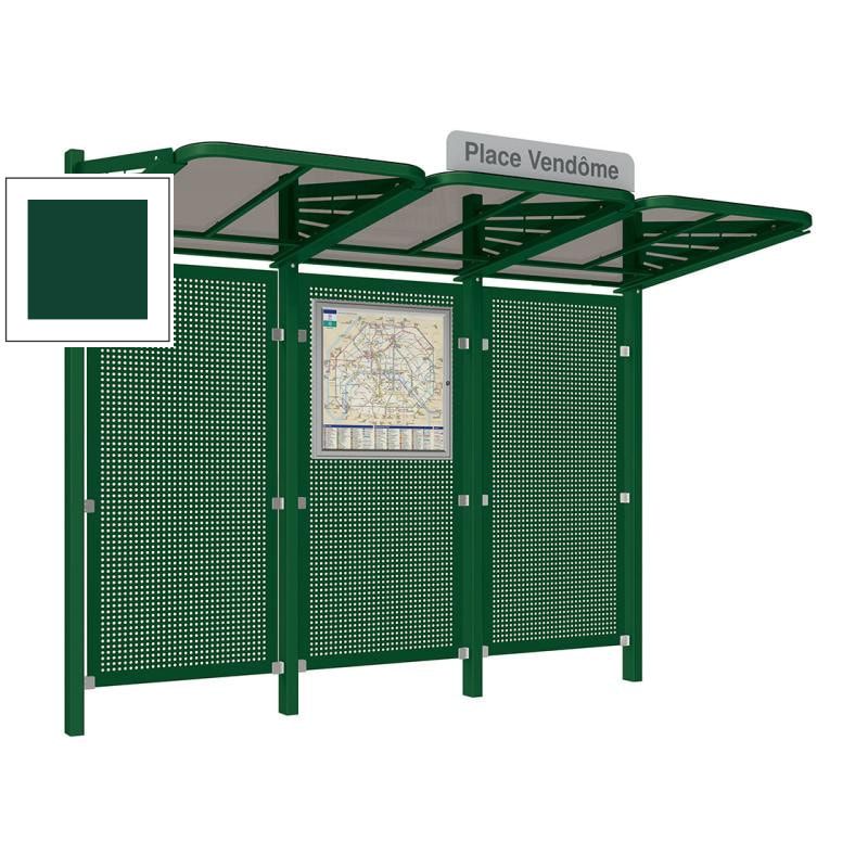 Buswartehalle - Unterstand - Stahlblech Rückwand - Fahrplankasten - Haltestellenschild - 2.200 x 3.000 x 1.500 mm (HxBxT) - enzianblau