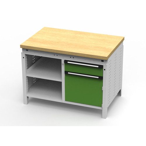 OTTOKIND Werkbank - bündige Arbeitsplatte - 850 x 1.150 x 750 mm (HxBxT) - 1 Schublade - Schrank - 2 Ablageböden - lichtgrau