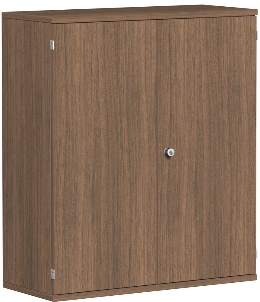 Flügeltürenschrank, Holztüren, 3 Ordnerhöhen, 2 Dekor-Einlegeböden, 1.152 x 1.000 x 425 mm (HxBxT), Frontfarbe Ahorn, Korpusfarbe Ahorn