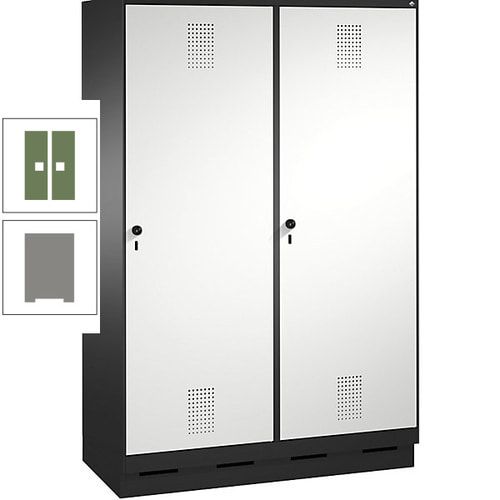 Doppel-Spind, Garderobenschrank, 2 Türen für 4 Abteile a 300 mm, Korpus anthrazitgrau, Türen anthrazitgrau, 1.800 x 1.200 x 500 mm (HxBxT)