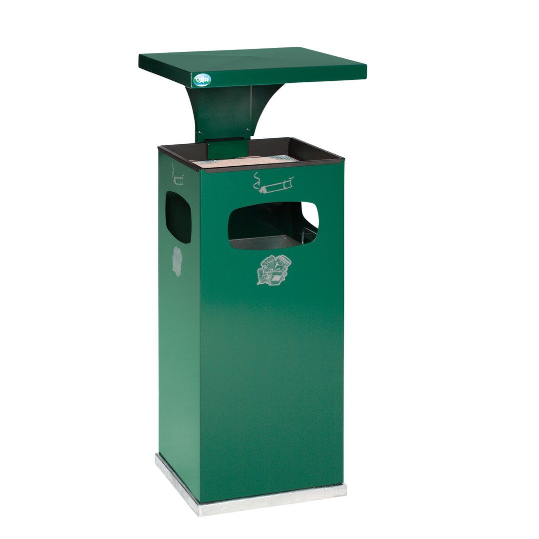 Abfallbehälter-Aschenbecher für Außen (HxBxT)910x395x395 mm - Farbe enzianblau