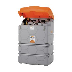 Mobile Outdoor Schmierstoff Tankanlage mit Deckel - Tankstation mit Schlauchaufroller und Zapfpistole - Volumen wählbar