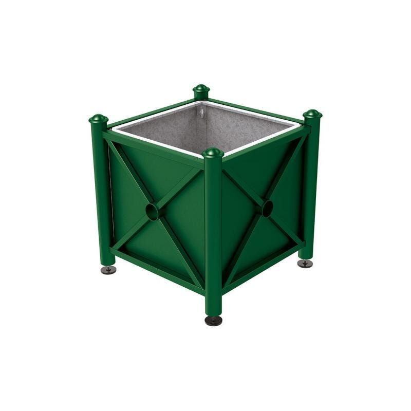 Pflanzbehälter, Stahlblech feuerverzinkt, verstellbare Füße, Innenfach feuerverzinkt, Kopf Agora, 750 x 800 x 800 mm (HxBxT), enzianblau