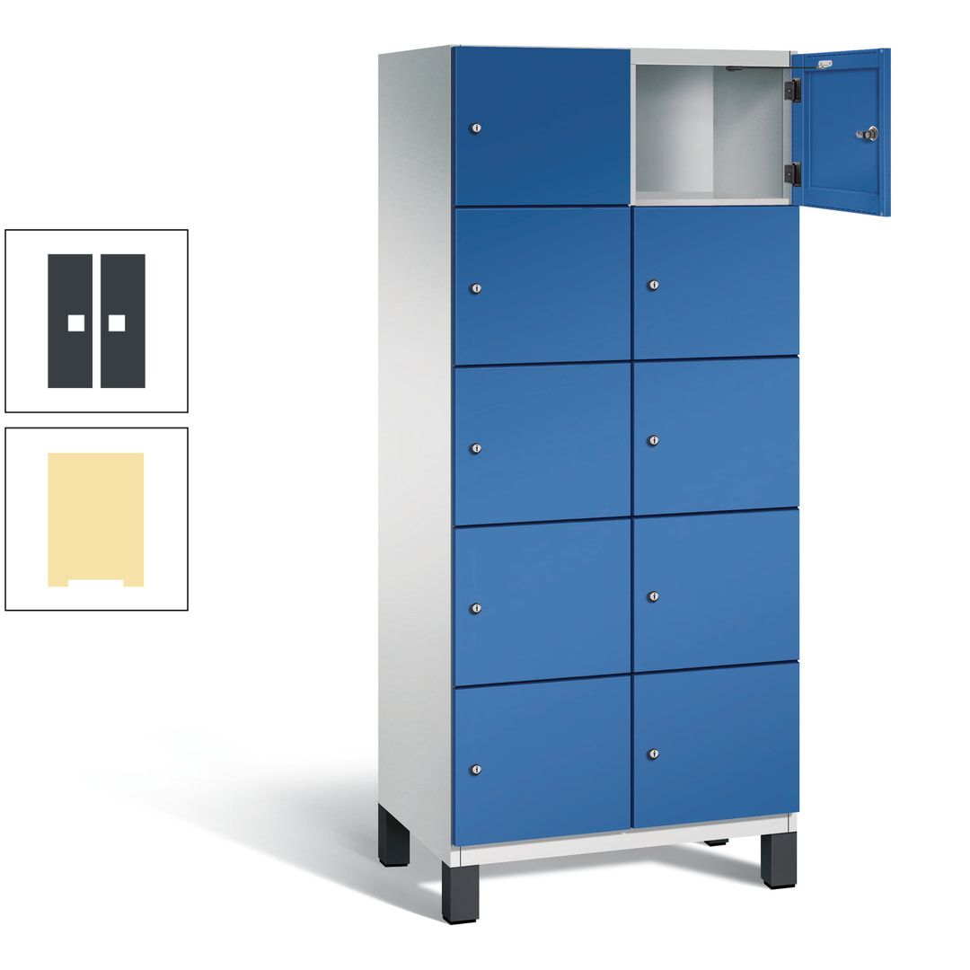 Fächerschrank, Stahlschrank, 10 Fächer, Türöffnungsbegrenzer, Füße, 1.980 x 800 x 525 mm (HxBxT), Korpus anthrazitgrau, Front anthrazitgrau