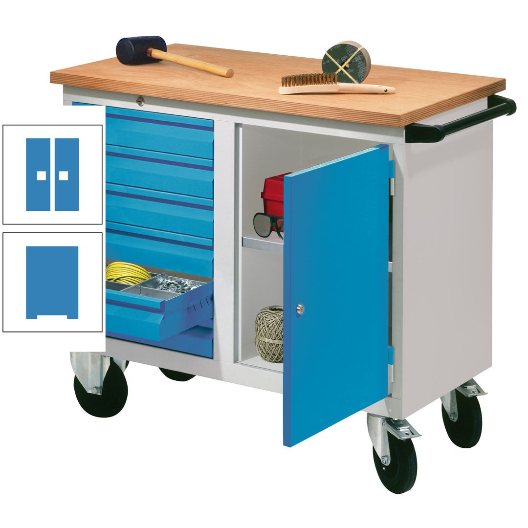 Mobile Werkbank - Werkstattwagen - 915 x 1.090 x 600 mm - 6 Schubladen und Schrankfach - anthrazitgrau