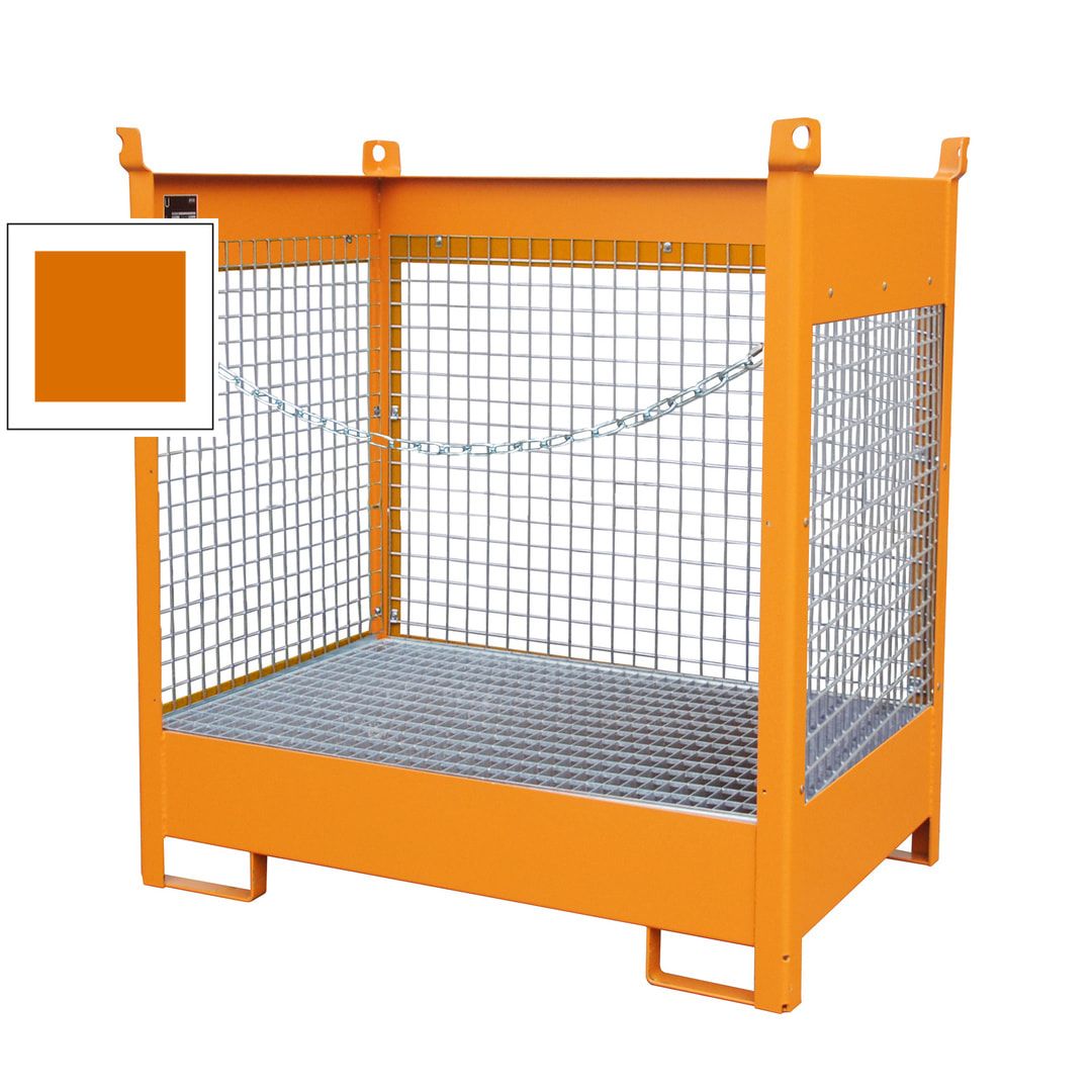 Fass-Stapelpalette - für 2 x 200-l-Fässer - Volumen 210 l - 1.495 x 1.410 x 920 mm (HxBxT) - Drahtgitterwände - feuerrot