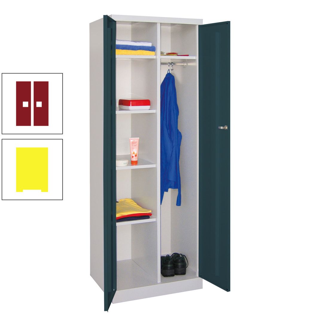 Kleiderschrank mit Sockel - Spind - 1 Abteil mit Trennwand - 1.800x600x500 mm (HxBxT) - Zylinderschloss - anthrazitgrau