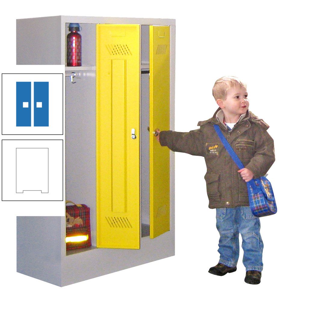 Spindschrank f. Kindergärten - mit Sockel - Höhe 1.300 mm - 2 Abteile a 250 mm - Drehriegel - anthrazitgrau
