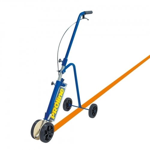 Bodenmarkiergerät Set mit 2 Farbkartuschen Markierfarbe gelb, Schlagschnur und Kreide, Linienmarkierer, 50-75 mm Markierwagen für Straßenmarkierungen
