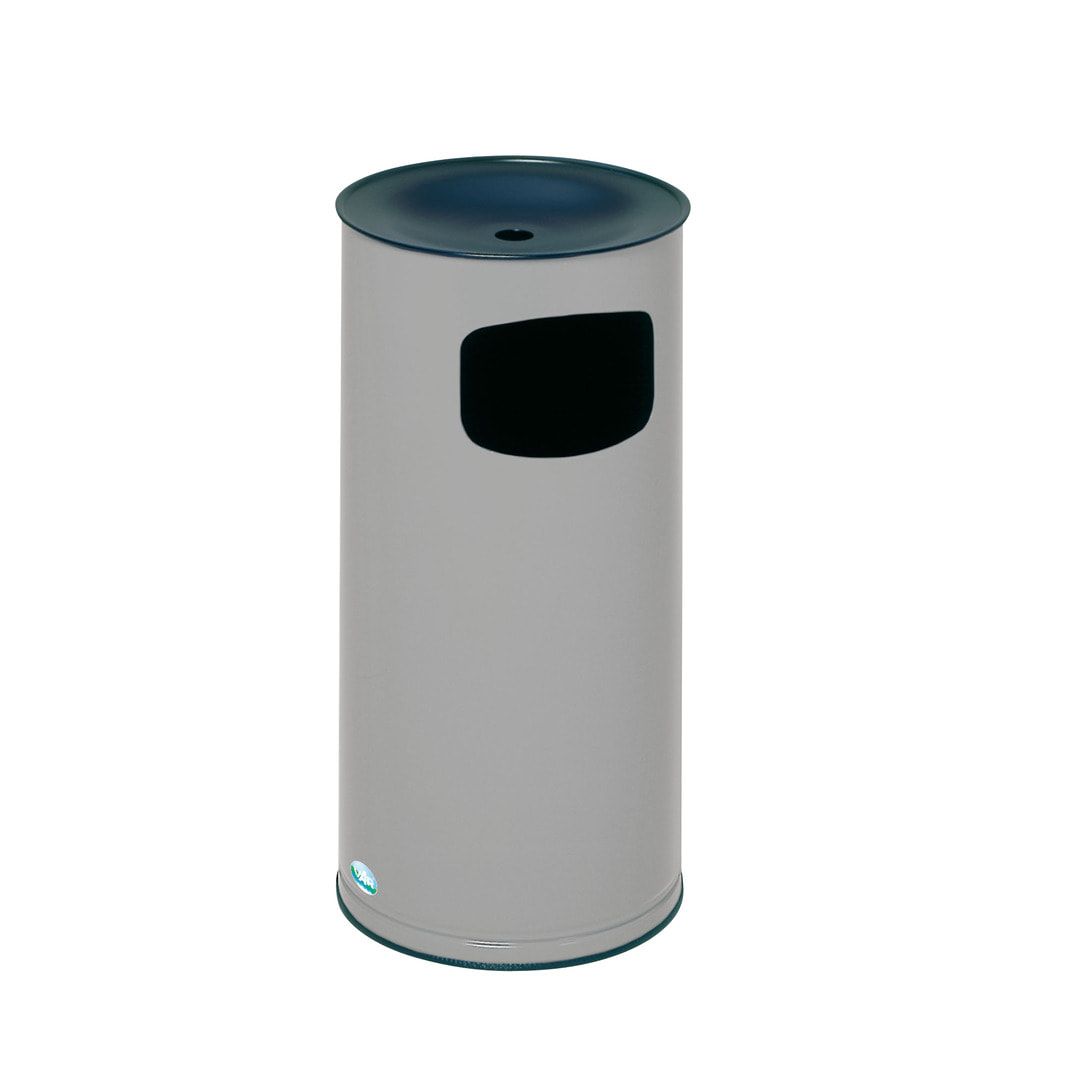 Abfallsammler - schwarzer Ascheraufsatz - rund - Volumen 44 l - 710 x 355 x 355 mm (HxBxT) - Edelstahl