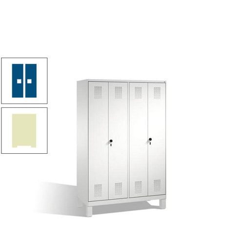 Doppel-Spind, Doppeltüren, Garderobenschrank mit Füßen, 4 Abteile a 300 mm, Korpus anthrazitgrau, Tür anthrazitgrau, 1.850 x 1.200 x 500 mm (HxBxT)