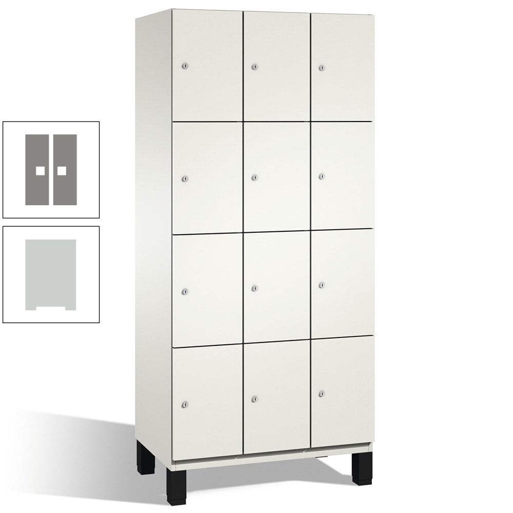 Fächerschrank, Stahlschrank, 12 Fächer, Türöffnungsbegrenzer, mit Füßen, Korpus lichtgrau, Tür anthrazitgrau, 1.980 x 900 x 525 mm (HxBxT)