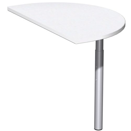 Anbautisch halbrund, inkl. Stützfuß, Schreibtisch Eco, 720 x 500 x 80 mm (HxBxT), inkl.Verkettungsmaterial, Gestell lichtgrau, Dekor Ahorn