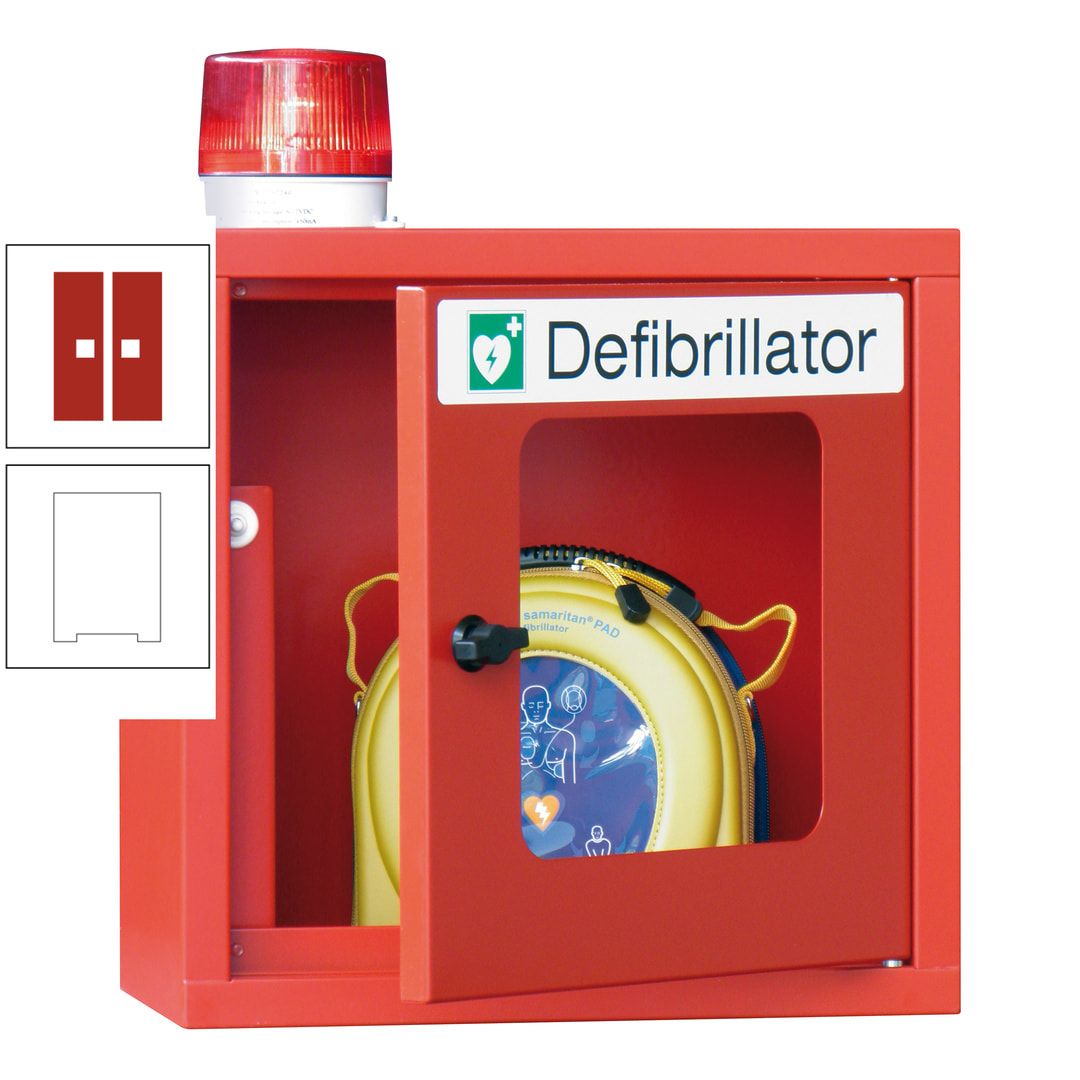 Defibrillatorenschrank mit akustischem und optischem Alarm - 490 x 400 x 200 mm (HxBxT) - Sichtfenster - anthrazitgrau