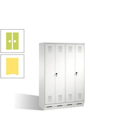 Doppel-Spind, Doppeltüren, Garderobenschrank mit Sockel, 4 Abteile a 300 mm, Korpus anthrazitgrau, Tür anthrazitgrau, 1.800 x 1.200 x 500 mm (HxBxT)