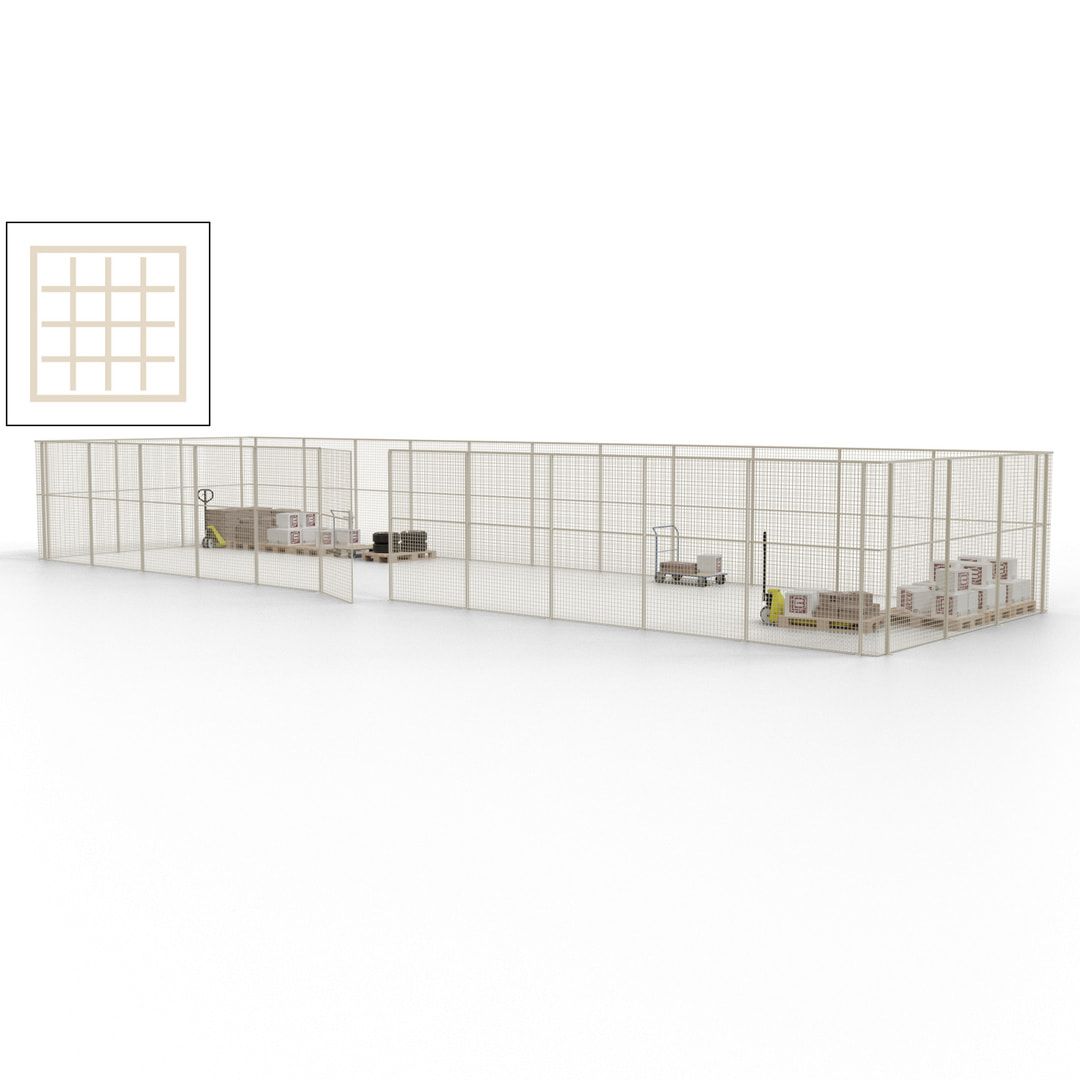 Maschinen Schutzgitter - Hallentrennwand - Sicherheitszaun - Tür - 42 m - 2.200 x 16.900 x 4.900 mm (HxBxT) - enzianblau