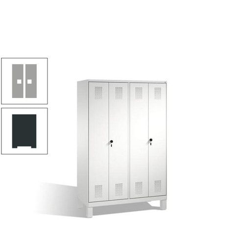 Doppel-Spind, Doppeltüren, Garderobenschrank mit Füßen, 4 Abteile a 300 mm, Korpus anthrazitgrau, Tür anthrazitgrau, 1.850 x 1.200 x 500 mm (HxBxT)