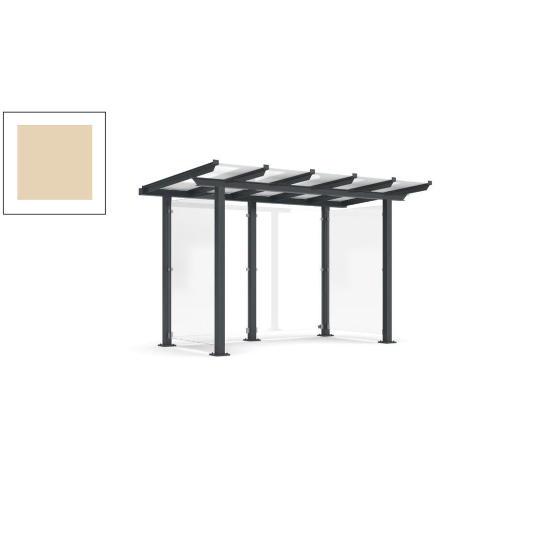 Unterstand mit Pultdach und Sicherheitsglas - feuerverzinkt und farbbeschichtet - 2.435 x 3.850 x 2.090 (HxBxT) - Farbe Achatgrau