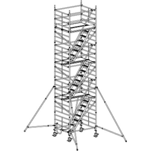 Treppen-Fahrgerüst mit Ausleger und großer Arbeitsbühne - 11.640 x 2.950 x 1.500 mm (HxBxT) - Hymer