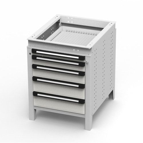 OTTOKIND Werkbank - Arbeitsplatte bündig - 850 x 605 x 750 mm (HxBxT) - 5 Schubladen - lichtgrau