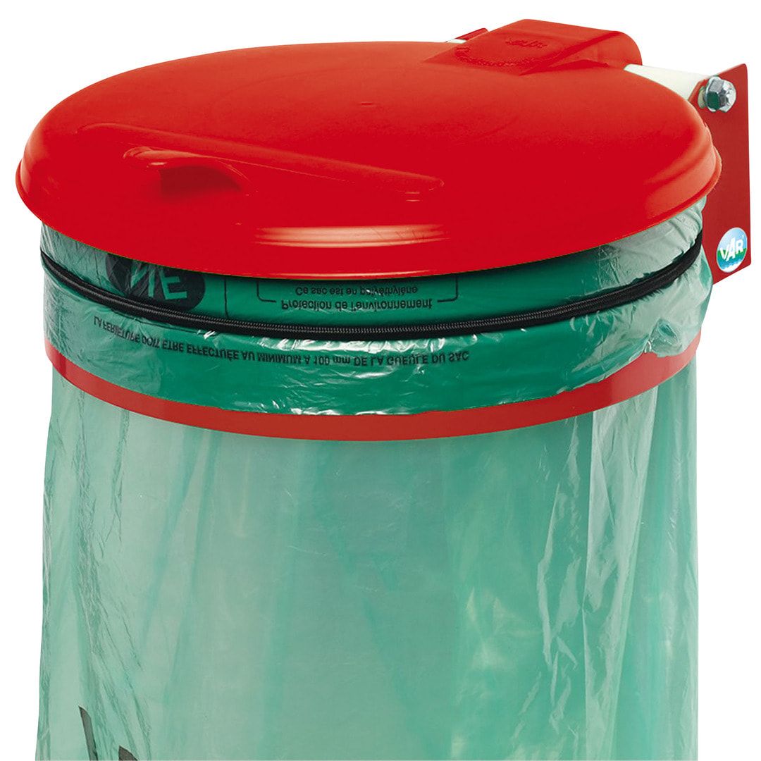 Müllsackhalter - Wandgerät - Stahl - Deckel Kunststoff - für 120 l Säcke - 370 x 465 mm (BxT) - enzianblau