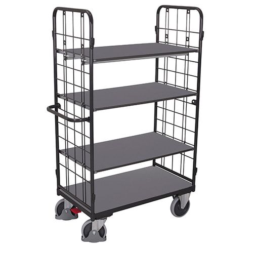 Etagenwagen - 2 Gitterwände - 4 Etagen - Ladefläche 500 x 850 mm (BxT) - Traglast 400 kg - anthrazitgrau