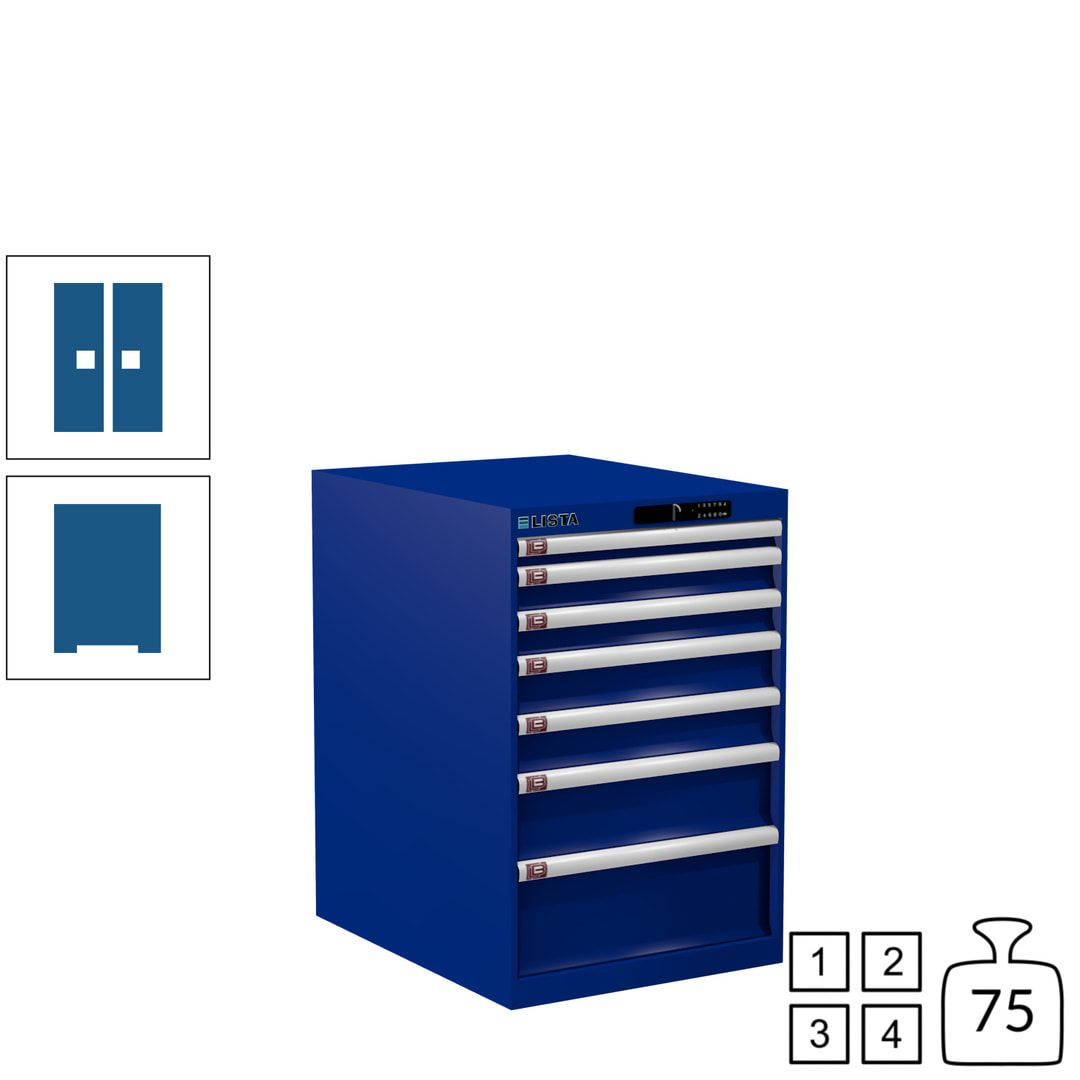Lista Schubladenschrank - 14.404.010 - 850x564x725 mm (HxBxT) - 7 Schubladen - 75 kg - Key Lock - lichtblau (RAL 5012)