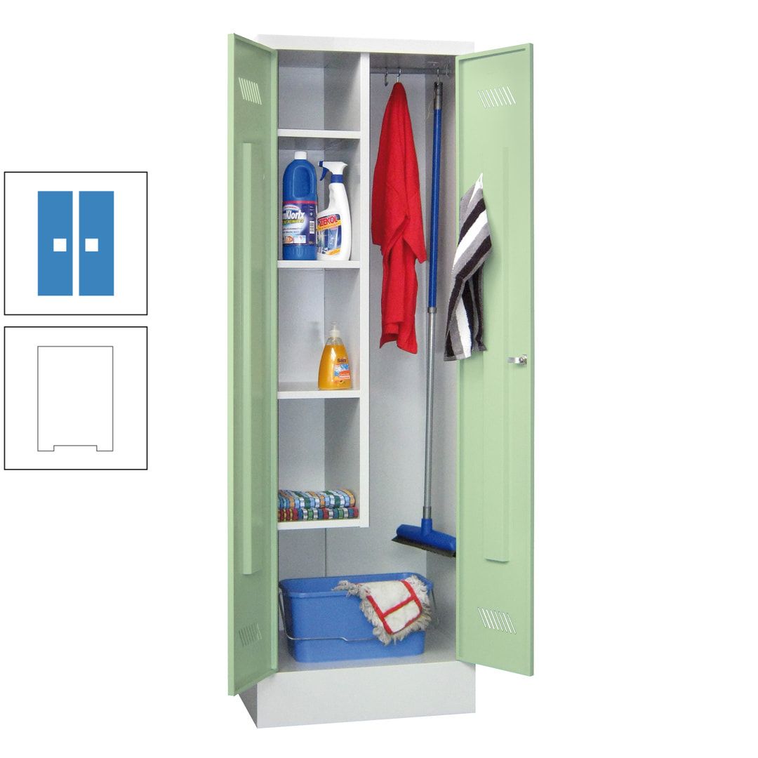 Putzschrank mit Sockel - 1 Abteil mit Trennwand - 1.850x600x500 mm (HxBxT) - Drehriegel - anthrazitgrau