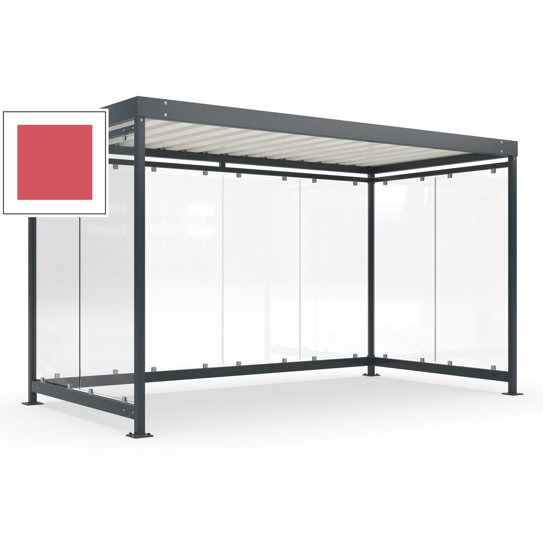 Fahrradunterstand, Fahrgastunterstand, Bushaltestelle, Bausatz, 12-13 Personen, 2.510 x 4.195 x 2.165 mm (HxBxT), 8 Wände, Achatgrau