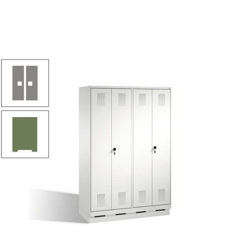Doppel-Spind, Doppeltüren, Garderobenschrank mit Sockel, 4 Abteile a 300 mm, Korpus anthrazitgrau, Tür anthrazitgrau, 1.800 x 1.200 x 500 mm (HxBxT)