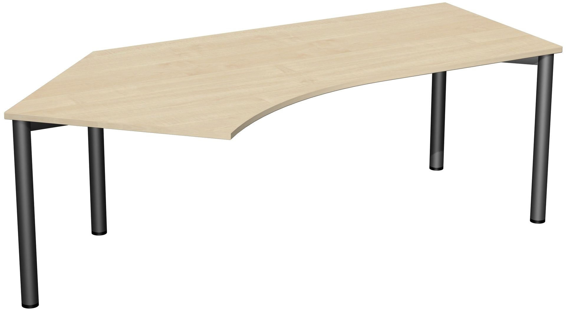 Winkel-Schreibtisch - Winkel links - 4-Fuß Flex - 720 x 2.166 x 1.130 mm (HxBxT) - Gestell anthrazit - Ahorn
