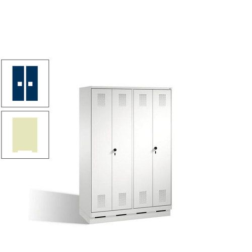 Doppel-Spind, Doppeltüren, Garderobenschrank mit Sockel, 4 Abteile a 300 mm, Korpus anthrazitgrau, Tür anthrazitgrau, 1.800 x 1.200 x 500 mm (HxBxT)