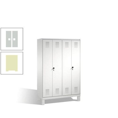Doppel-Spind, Doppeltüren, Garderobenschrank mit Füßen, 4 Abteile a 300 mm, Korpus anthrazitgrau, Tür anthrazitgrau, 1.850 x 1.200 x 500 mm (HxBxT)