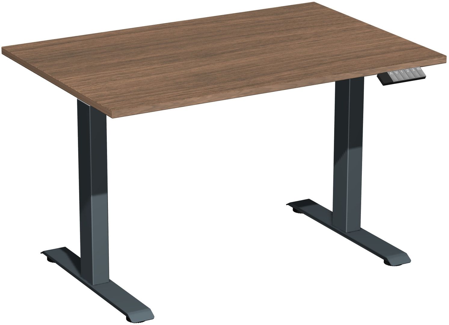 Schreibtisch, Elevate Basic, elektronisch höhenverstellbar, 730 - 1.230 x 1.200 x 800 mm (HxBxT), Gestell anthrazit, Dekor Ahorn
