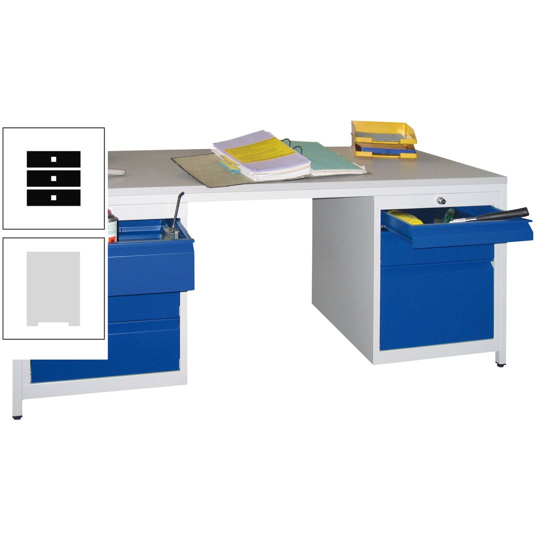 Meisterschreibtisch - 6 Schubladen, 75 / 125 / 150 / 175 / 300 mm - 720 x 1.700 x 800 mm (HxBxT) - anthrazitgrau