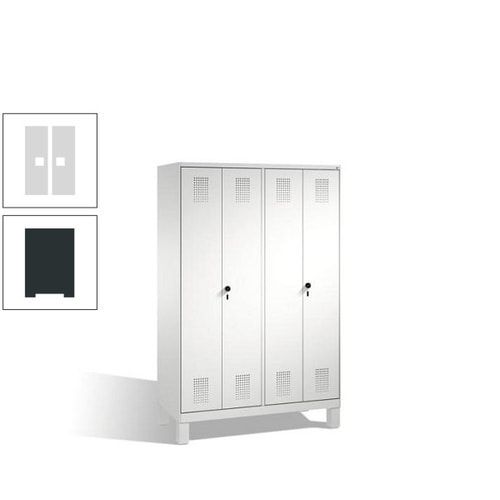 Doppel-Spind, Doppeltüren, Garderobenschrank mit Füßen, 4 Abteile a 300 mm, Korpus anthrazitgrau, Tür anthrazitgrau, 1.850 x 1.200 x 500 mm (HxBxT)