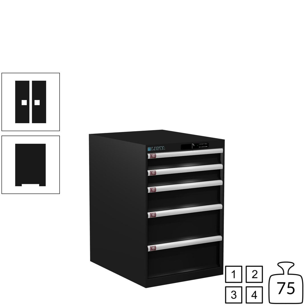 Lista Schubladenschrank - 14.399.010 - 850x564x725 mm (HxBxT) - 5 Schubladen - 75 kg - Key Lock - lichtblau (RAL 5012)