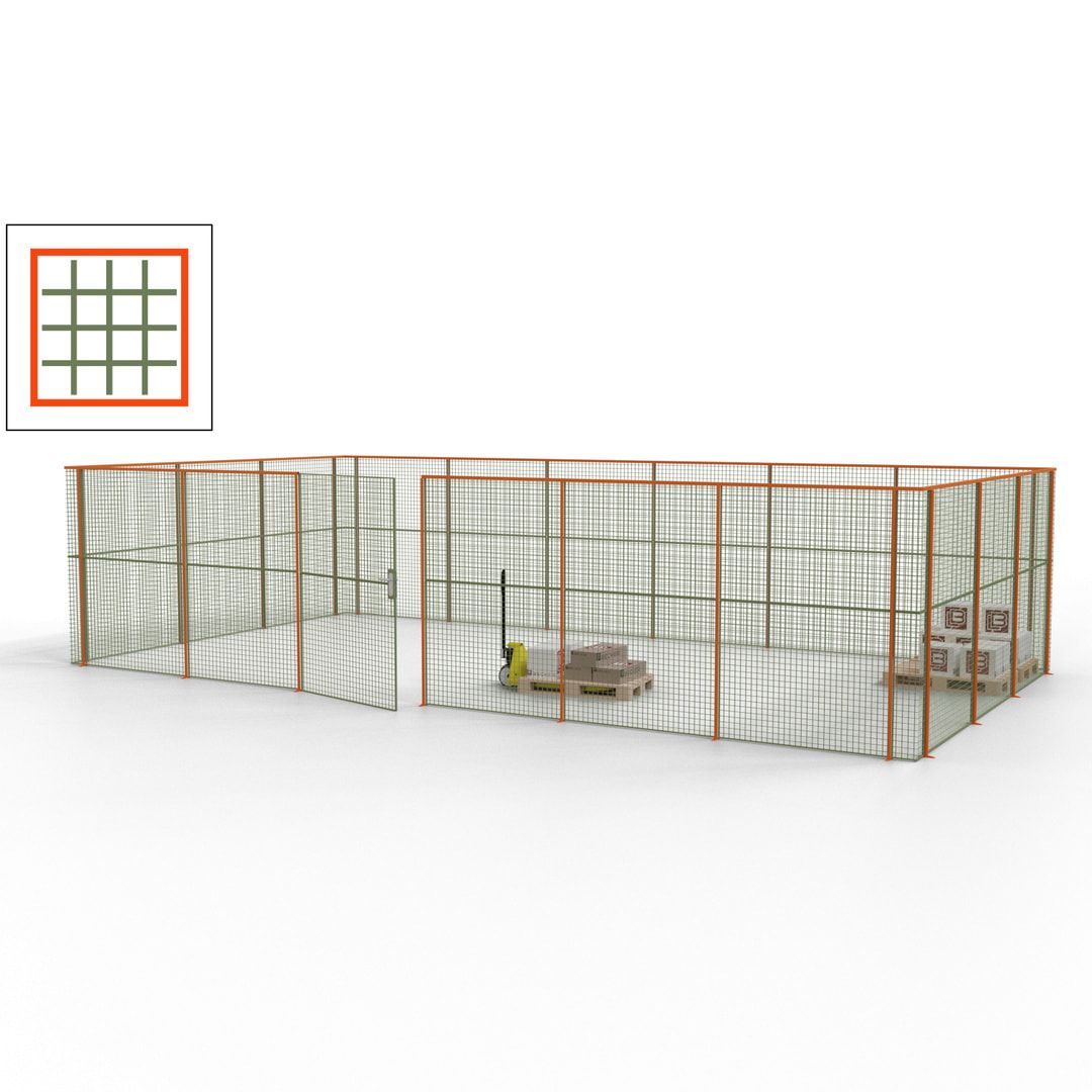 Maschinen Schutzgitter - Hallentrennwand - Sicherheitszaun - Tür - 27 m - 2.200 x 9.400 x 4.900 mm (HxBxT) - enzianblau