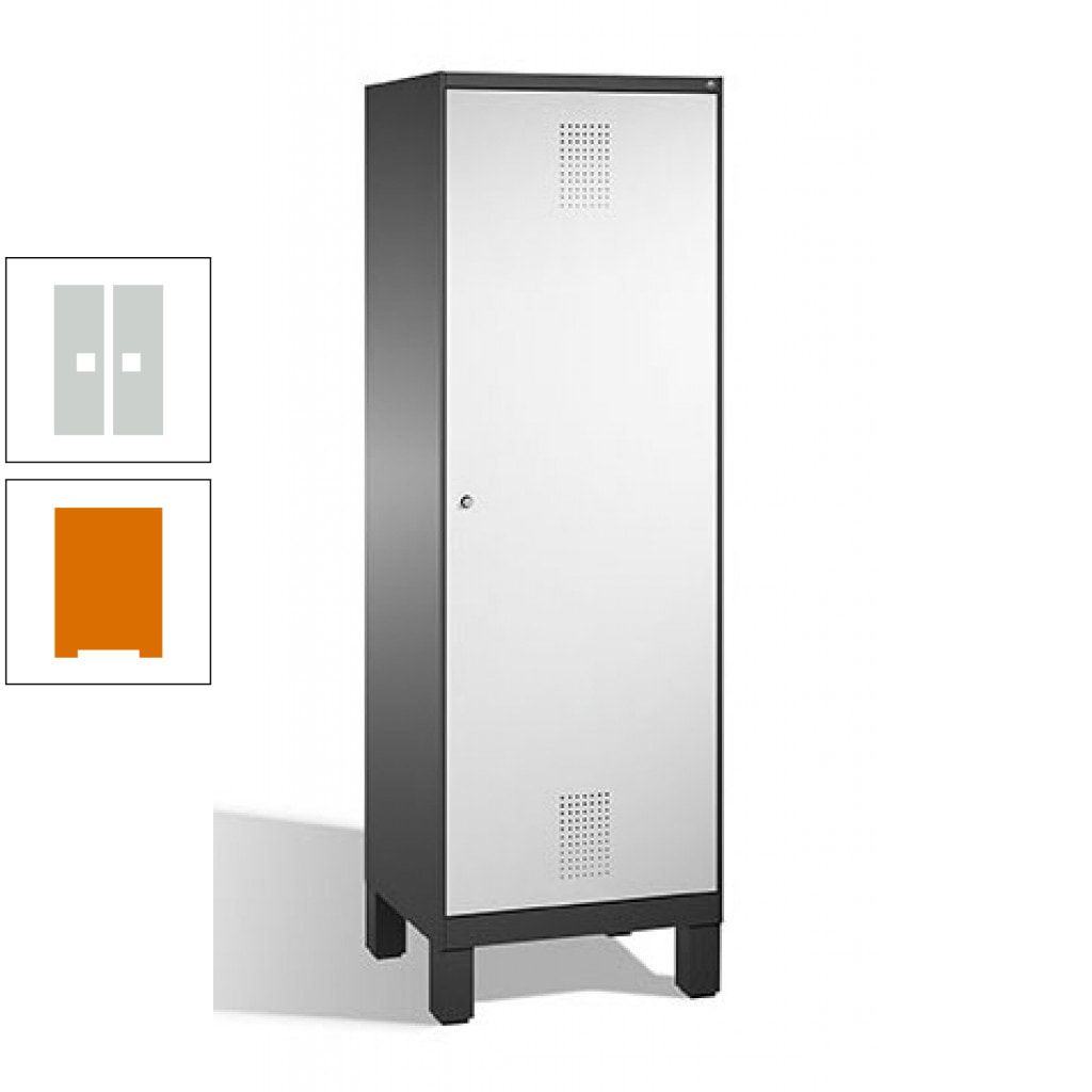 Doppel-Spind, Garderobenschrank, 1 Tür für 2 Abteile a 300 mm, Korpus anthrazitgrau, Türen anthrazitgrau, 1.850 x 600 x 500 mm (HxBxT)