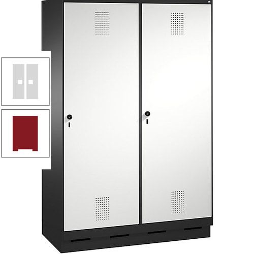 Doppel-Spind, Garderobenschrank, 2 Türen für 4 Abteile a 300 mm, Korpus anthrazitgrau, Türen anthrazitgrau, 1.800 x 1.200 x 500 mm (HxBxT)
