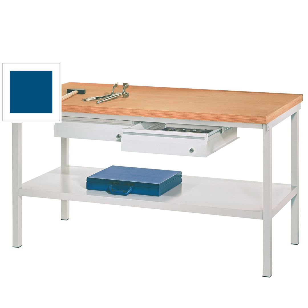 Werkbank mit Ablageboden - 2 Schubladen - 900 x 1.500 x 700 mm (HxBxT) - Traglast 1.050 kg - anthrazitgrau