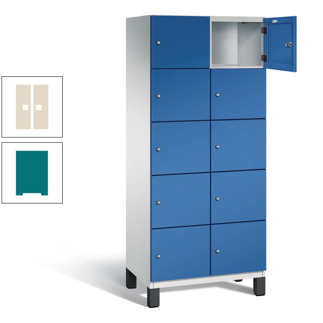 Fächerschrank, Stahlschrank, 10 Fächer, Türöffnungsbegrenzer, Füße, 1.980 x 800 x 525 mm (HxBxT), Korpus anthrazitgrau, Front anthrazitgrau