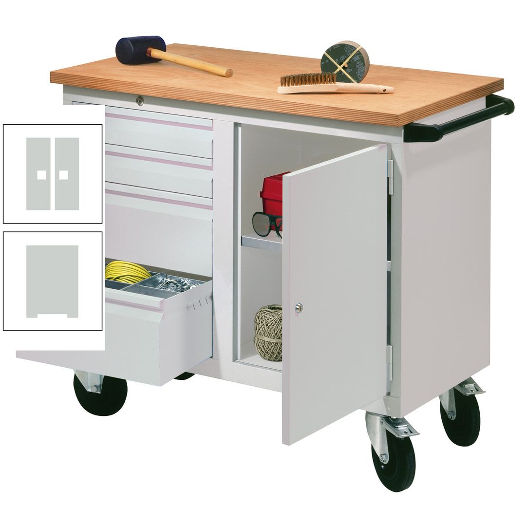 Mobile Werkbank - Werkstattwagen - 915 x 1.090 x 600 mm - 4 Schubladen und Schrankfach - anthrazitgrau
