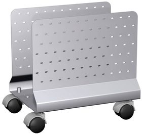 Mobiler CPU-Halter, Lochblech, Inkl. 4 Rollen, Höhe: 350 mm, Breite: 160 - 260 mm, Tiefe: 360 mm, silber