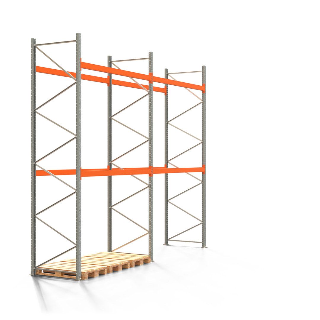 Palettenregal ARTUS - 3 Ebenen - Fachlast 2.100 kg - 4.500 x 11.225 x 1.100 mm (HxBxT) - 4 Felder - Schwerlastregal