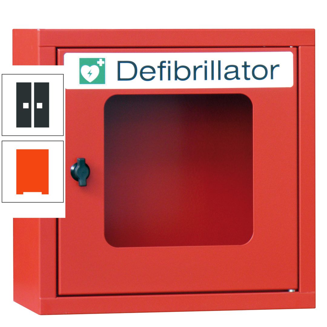 Defibrillatorenschrank - 400 x 400 x 200 mm (HxBxT) - Sichtfenster - anthrazitgrau