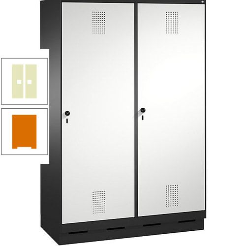 Doppel-Spind, Garderobenschrank, 2 Türen für 4 Abteile a 300 mm, Korpus anthrazitgrau, Türen anthrazitgrau, 1.800 x 1.200 x 500 mm (HxBxT)