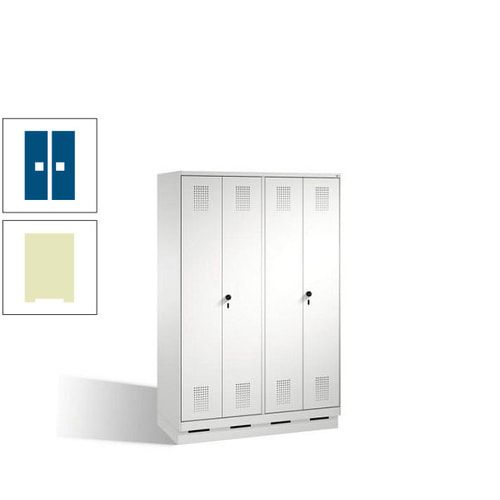Doppel-Spind, Doppeltüren, Garderobenschrank mit Sockel, 4 Abteile a 300 mm, Korpus anthrazitgrau, Tür anthrazitgrau, 1.800 x 1.200 x 500 mm (HxBxT)